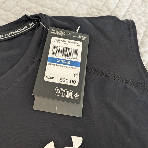 NWT Under Armour HeatGear Compression Sleeveless Compression Shirt Black Size XL - Picture 3 of 8